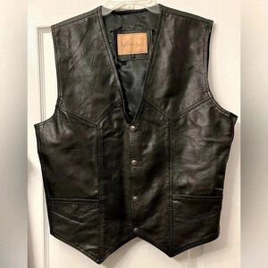 Men's Kobler Vintage USA Flag Conceal and Carry Black Leather Vest